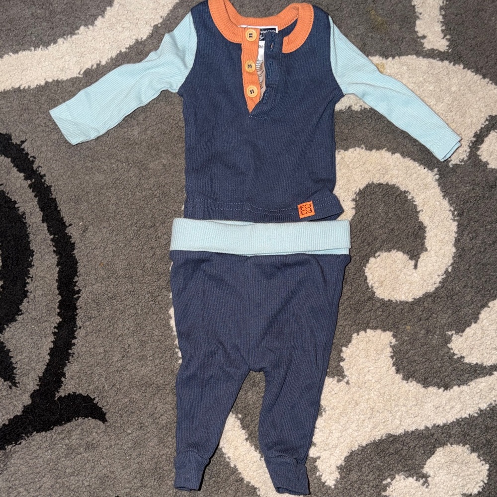 French Connection Navy and Orange Baby Romper